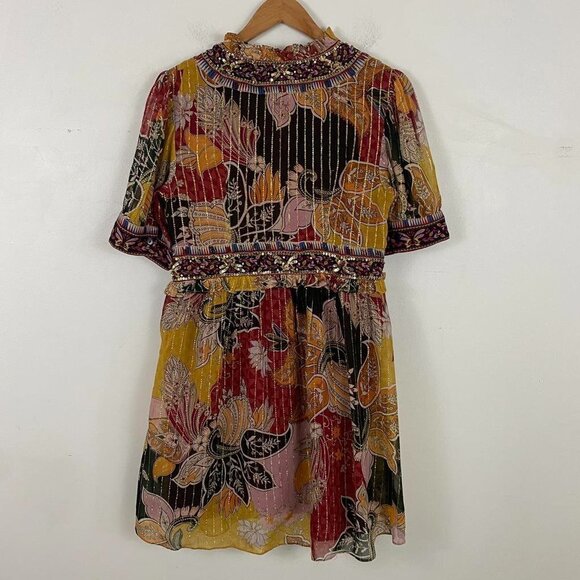 VERB by Pallavi Singhee Anthropologie pattern ruffle sequin mini dress - Picture 8 of 8